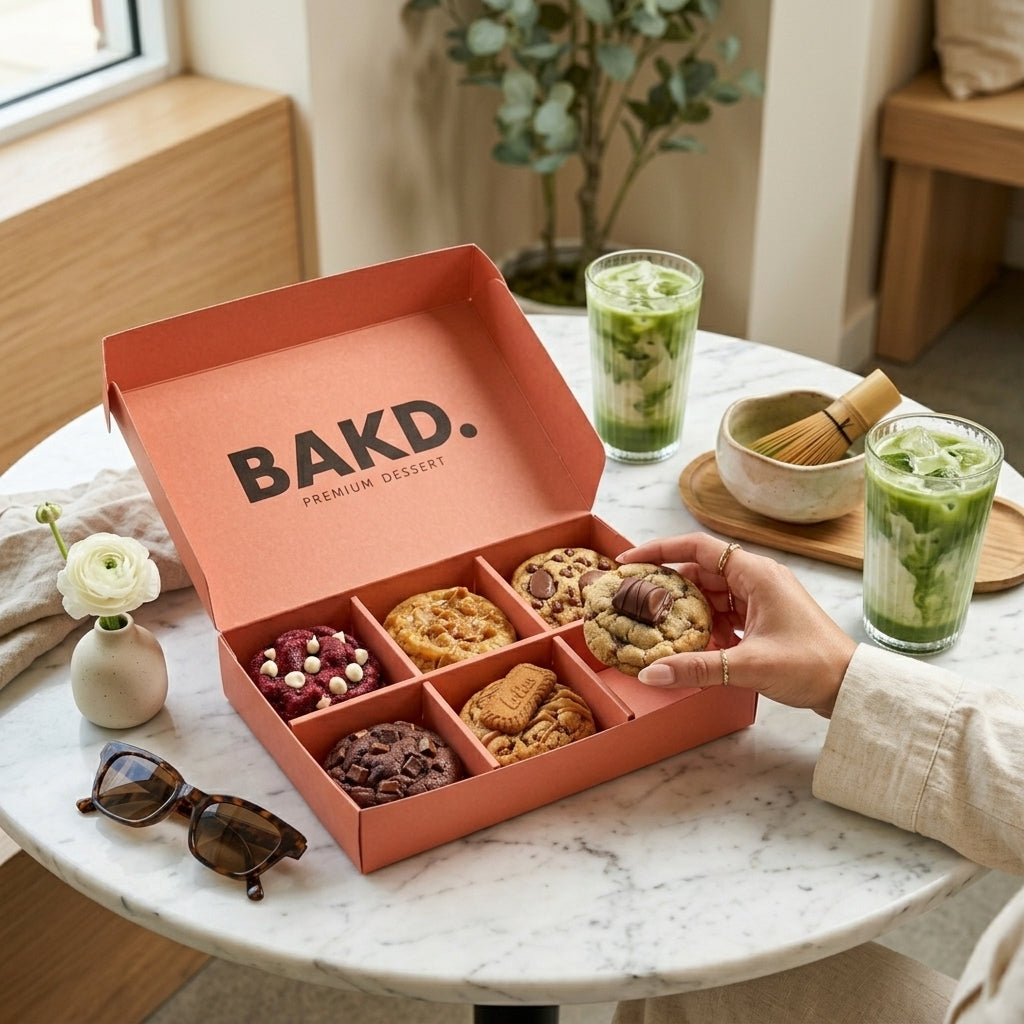 Box Bakd avec des matcha lattes