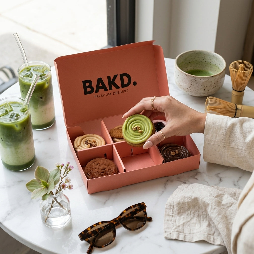 Box Toppings Cookies Bakd au café matcha